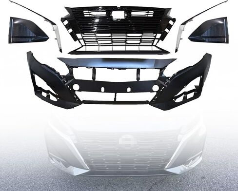 طقم غطاء المصد الأمامي MGWILL متوافق مع 2023 2024 Nissan Altima S SL SV Sedan 2.5L W/ شبكة علوية وحواف قولبة - مجموعة كاملة للجسم in Saudi Arabia