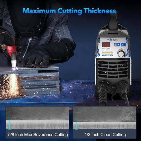 قاطع بلازما RBC6000DL من Reboot، آلة قطع بلازما قوسية تجريبية 60 أمبير، قطع نظيف 5/8 بوصة، قطع قطع 4/5 بوصة، جهد مزدوج 110/120 فولت أو 220/240 فولت مع شاشة عرض رقمية لمجموعة المواد الاستهلاكية in Kuwait