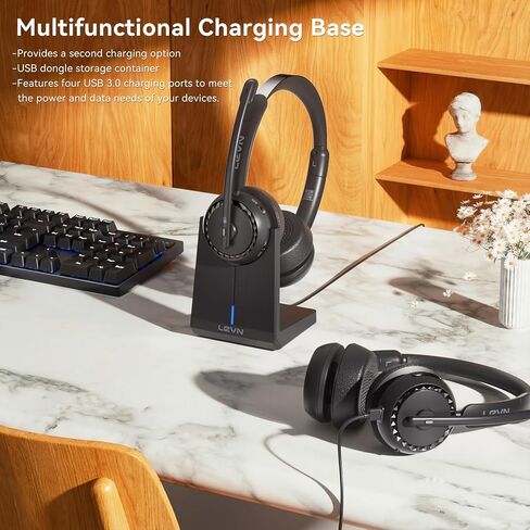 LEVN Headset with Mic, USB Headset with Microphone for PC, Headset with Microphone for Pc with Noise Canceling Microphone for Laptop, USB Headset for Work from Home/Call Center/Open Office in Kuwait