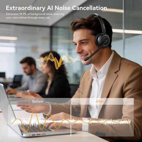 LEVN Headset with Mic, USB Headset with Microphone for PC, Headset with Microphone for Pc with Noise Canceling Microphone for Laptop, USB Headset for Work from Home/Call Center/Open Office in Kuwait