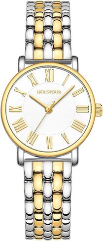 Gold Watches for Women with Vintage Round Case Roman Dial Stainless Steel Band Adjustment Tool Included Water Resistant in Kuwait