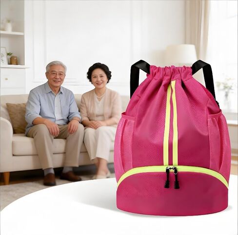 Sports Drawstring Backpack for Women and Men Swim Backpack Gym Bag with Shoes Compartment and Wet Proof Pocket (Blue) in Saudi Arabia