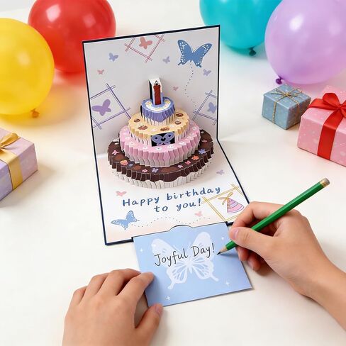 بطاقات عيد ميلاد منبثقة ثلاثية الأبعاد، بطاقات تهنئة بعيد ميلاد سعيد ثلاثية الأبعاد للرجال والنساء والأطفال والأم والأب والزوجة (أزرق) in Saudi Arabia