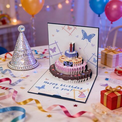 بطاقات عيد ميلاد منبثقة ثلاثية الأبعاد، بطاقات تهنئة بعيد ميلاد سعيد ثلاثية الأبعاد للرجال والنساء والأطفال والأم والأب والزوجة (أزرق) in Saudi Arabia