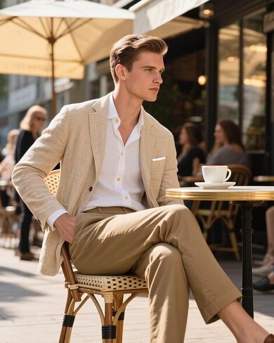 سترة رجالي من الكتان بقصة ضيقة سترات كاجوال للرجال بدلة سهرة صيفية لحفلات الزفاف والشاطئ سترة معطف رياضي in Kuwait