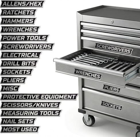16PCS Magnetic Tool Box Labels, Tool Box Labels Magnet Toolbox Magnetic Labels, Magnetic Toolbox Drawer Labels Reusable Labels for Steel Toolboxes Carts Drawers & Cabinets in Saudi Arabia