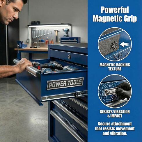 16PCS Magnetic Tool Box Labels, Tool Box Labels Magnet Toolbox Magnetic Labels, Magnetic Toolbox Drawer Labels Reusable Labels for Steel Toolboxes Carts Drawers & Cabinets in Saudi Arabia