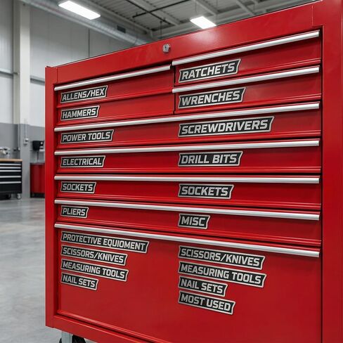 16PCS Magnetic Tool Box Labels, Tool Box Labels Magnet Toolbox Magnetic Labels, Magnetic Toolbox Drawer Labels Reusable Labels for Steel Toolboxes Carts Drawers & Cabinets in Saudi Arabia
