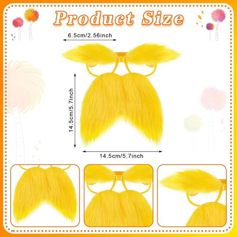 8 Pcs World Book Day Costume Accessories, Orange Bowtie Haipins, Tutu, Glasses with Yellow Mustache and Eyebrows, Orange Gloves and Tights for Reading Week Role-Playing Book Character Costume in Saudi Arabia