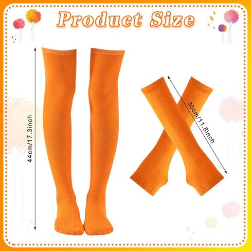 8 Pcs World Book Day Costume Accessories, Orange Bowtie Haipins, Tutu, Glasses with Yellow Mustache and Eyebrows, Orange Gloves and Tights for Reading Week Role-Playing Book Character Costume in Saudi Arabia