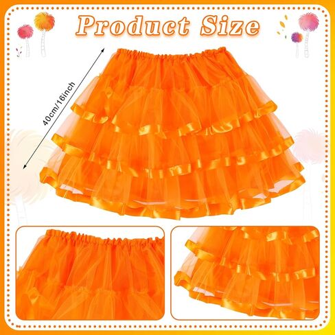 8 Pcs World Book Day Costume Accessories, Orange Bowtie Haipins, Tutu, Glasses with Yellow Mustache and Eyebrows, Orange Gloves and Tights for Reading Week Role-Playing Book Character Costume in Saudi Arabia