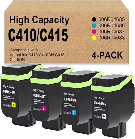 C410 C415 Toner Cartridges High Capacity Replacement for Xerox C410 C415 Toner Cartridges 006R04685 006R04686 006R04687 006R04688 4 Pack Work for C410 C410DN VersaLink C415 C415DN Printers in Saudi Arabia