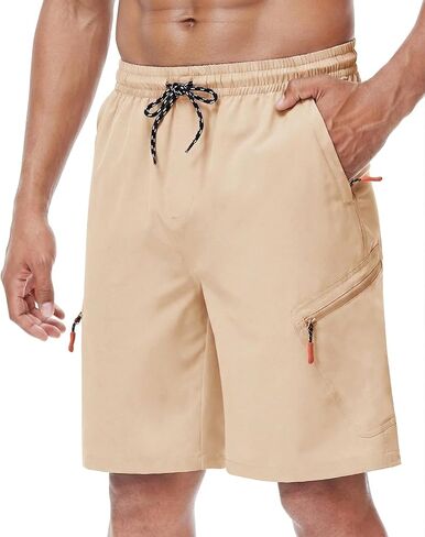 LAZYDAY Men's Hiking Cargo Shorts with Zipper Pockets Elastic Waist Quick Dry for Outdoor,Travel,Summer,Fishing in Saudi Arabia