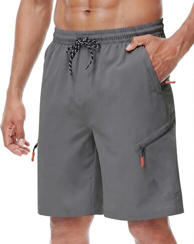 LAZYDAY Men's Hiking Cargo Shorts with Zipper Pockets Elastic Waist Quick Dry for Outdoor,Travel,Summer,Fishing in Saudi Arabia