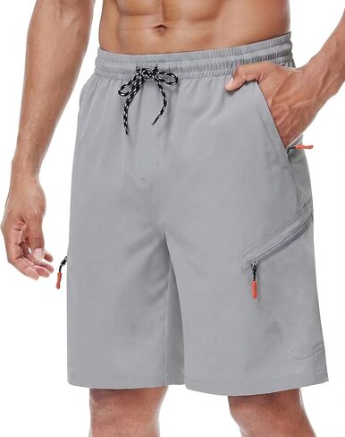 LAZYDAY Men's Hiking Cargo Shorts with Zipper Pockets Elastic Waist Quick Dry for Outdoor,Travel,Summer,Fishing in Saudi Arabia
