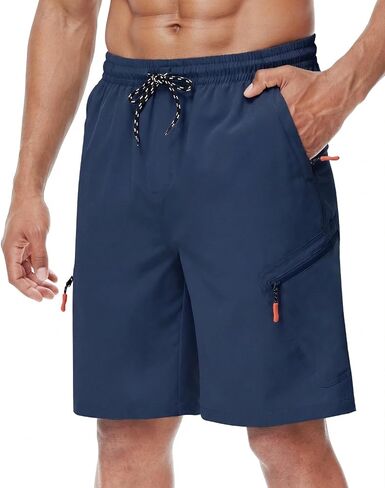 LAZYDAY Men's Hiking Cargo Shorts with Zipper Pockets Elastic Waist Quick Dry for Outdoor,Travel,Summer,Fishing in Saudi Arabia