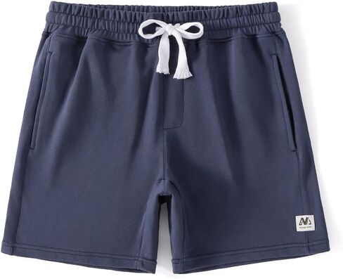 NIMENJOJA شورت رياضي رجالي مقاس 7 بوصات من القطن للتمرين في صالة الألعاب الرياضية مع جيوب بسحاب in Kuwait