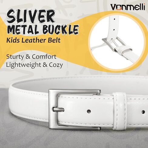حزام جلد للأولاد من VONMELLI حزام ملابس جينز رسمي وسراويل كاجوال وأحزمة زي المدرسة in Kuwait