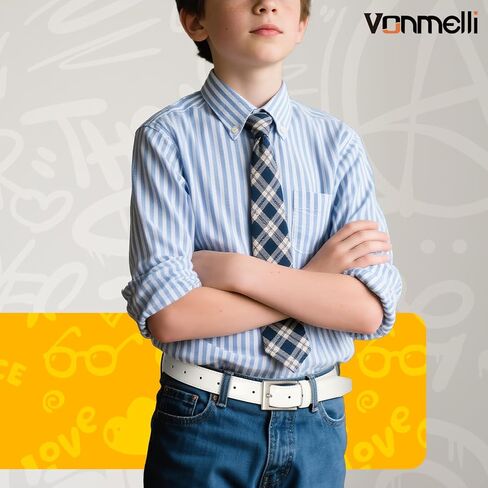 حزام جلد للأولاد من VONMELLI حزام ملابس جينز رسمي وسراويل كاجوال وأحزمة زي المدرسة in Kuwait