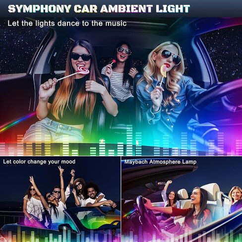 شريط إضاءة LED داخلي للسيارة من الأكريليك من Dreamcolor مع ولاعة سجائر USB/النوع C/4 منافذ USB، مجموعات إضاءة محيطة RGB 55.1 بوصة، شرائط LED نيون وظيفة الصوت النشطة للسيارة in Kuwait