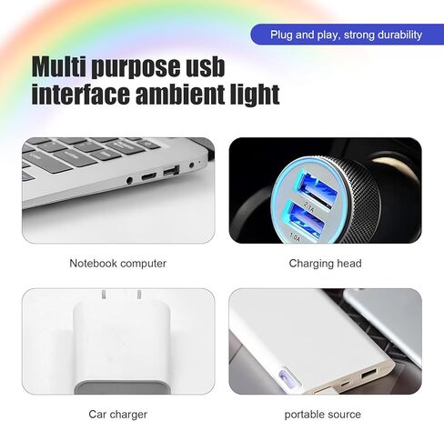 2 PCS Car Ceiling Lights, USB Starlight RGB Projector with Sound Control, 9 Modes Adjustable Magic Ball Ambient Light, Portable LED Interior Decor for Cars (Multicolored) in Saudi Arabia