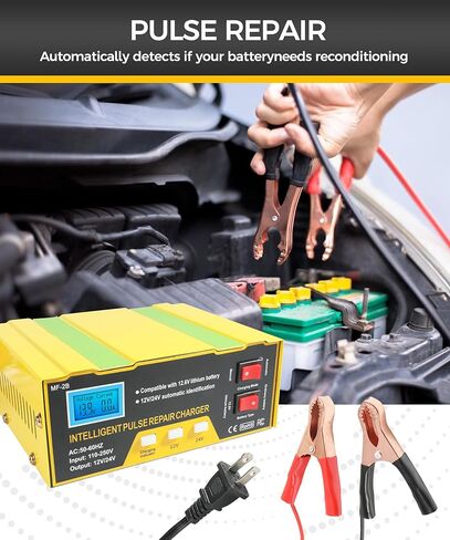Car Battery Charger,12V Battery Charger,Automobile 12 Volt,Car Accessories Battery Charger 12V Automotive,Automatic Smart Battery Charger Maintainer with Pulse Repair for Motorbike,Car,Boat in Saudi Arabia
