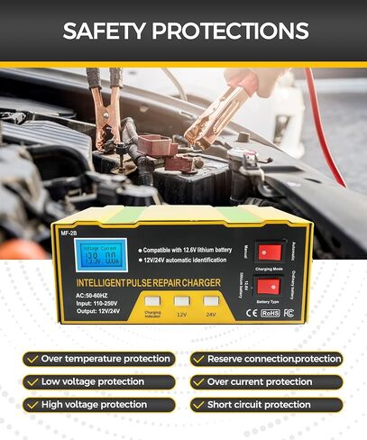 Car Battery Charger,12V Battery Charger,Automobile 12 Volt,Car Accessories Battery Charger 12V Automotive,Automatic Smart Battery Charger Maintainer with Pulse Repair for Motorbike,Car,Boat in Saudi Arabia