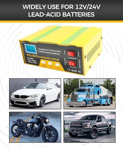 Car Battery Charger,12V Battery Charger,Automobile 12 Volt,Car Accessories Battery Charger 12V Automotive,Automatic Smart Battery Charger Maintainer with Pulse Repair for Motorbike,Car,Boat in Saudi Arabia