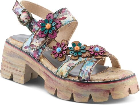 L'Artiste Macha Women’s Textured Leather Sandal with Supportive Block Heel in Saudi Arabia