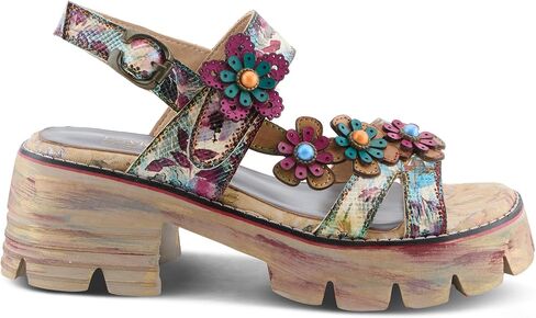 L'Artiste Macha Women’s Textured Leather Sandal with Supportive Block Heel in Saudi Arabia