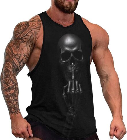 Blissboy Funny Skull Graphic Tank Top Novelty Sleeveless Shirt in Saudi Arabia