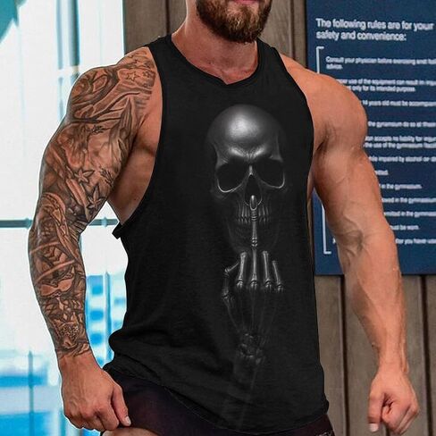 Blissboy Funny Skull Graphic Tank Top Novelty Sleeveless Shirt in Saudi Arabia