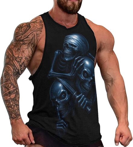 Blissboy Funny Skull Graphic Tank Top Novelty Sleeveless Shirt in Saudi Arabia