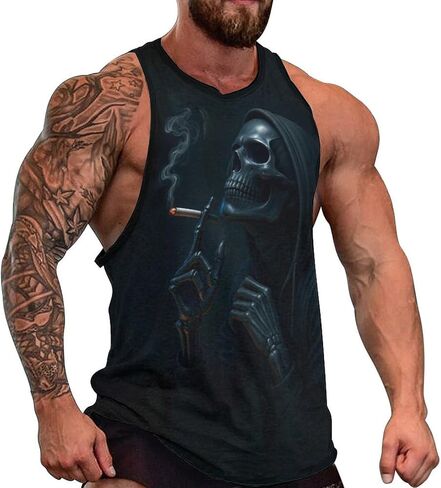 Blissboy Funny Skull Graphic Tank Top Novelty Sleeveless Shirt in Saudi Arabia