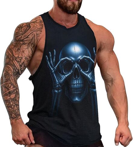 Blissboy Funny Skull Graphic Tank Top Novelty Sleeveless Shirt in Saudi Arabia