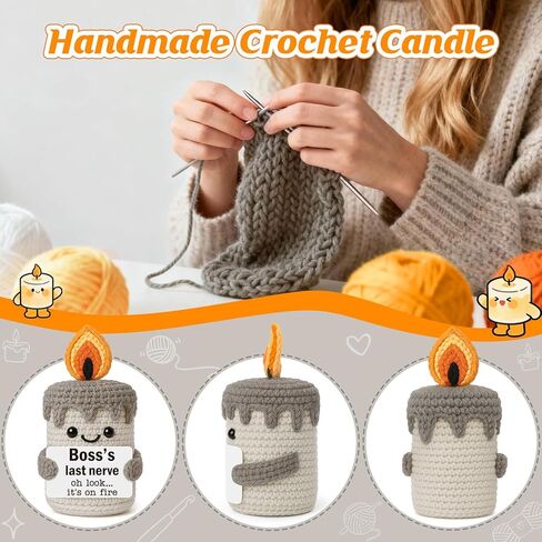 Funny Boss Gifts for Women Men - Christmas Stocking Stuffers for Women, Best Boss Lady Ever Birthday Xmas Bosses Day Appreciation Presents for Boss's Male Female - Handmade Crochet Candle in Kuwait