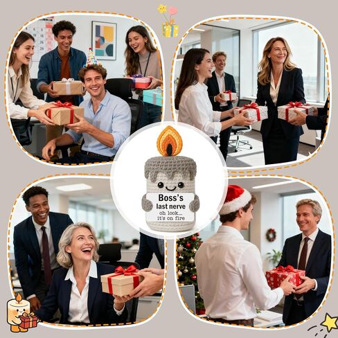 Funny Boss Gifts for Women Men - Christmas Stocking Stuffers for Women, Best Boss Lady Ever Birthday Xmas Bosses Day Appreciation Presents for Boss's Male Female - Handmade Crochet Candle in Kuwait