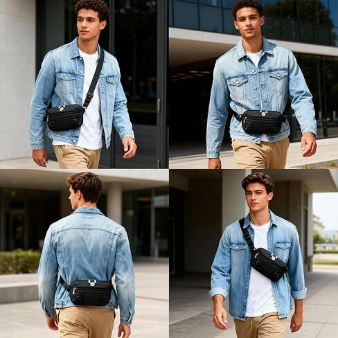 Sling Bag Crossbody Bag with Multi-pocket,Water-resistant Lightweight Casual Chest Waist Fanny Pack for Men and Women,Adjustable Strap,Travel,Daily Use,Hiking,Cycling,Multiple Carry Options in Saudi Arabia