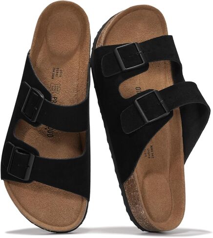 Project Cloud Genuine Leather Mens Sandals with Memory Foam Natural Cork Footbed Slides for Men Footwear - Non-Slip Double-Strap Buckle Summer Sandals (Heritage, DRIFTSUEDE,10.5) in Saudi Arabia