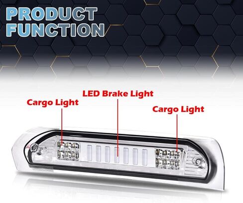 PIT66 LED 3rd Brake Light Compatible with Dodge Ram 1500 2002-2008/Compatible with Dodge Ram 2500 3500 2003-2009 LED Third Brake Light Cargo Chrome Housing Clear Lens in Saudi Arabia