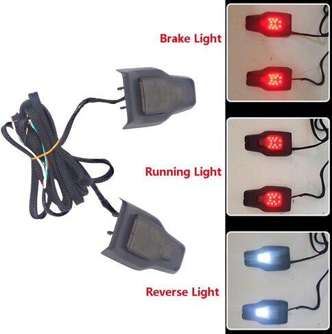 Window Glass Hinge Cover with Pair LED Light, Rear Window Glass Hinge Trim Brake Reverse Running Light, Compatible with Jeep 2008-2021 Wrangler JL in Saudi Arabia