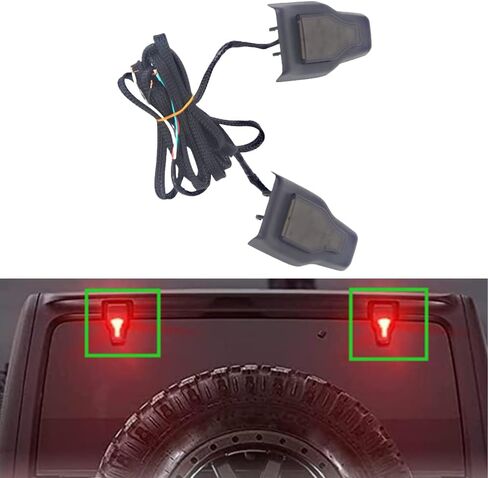 Window Glass Hinge Cover with Pair LED Light, Rear Window Glass Hinge Trim Brake Reverse Running Light, Compatible with Jeep 2008-2021 Wrangler JL in Saudi Arabia