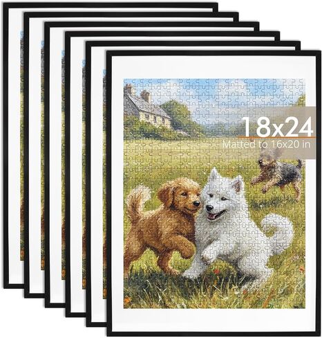 Fixwal 11x14 Picture Frame Set of 6 with Shatter Resistant Plastic Glass, Thin Border and Light Weight Photo Frames for Wall or Tabletop Display, Black in Saudi Arabia