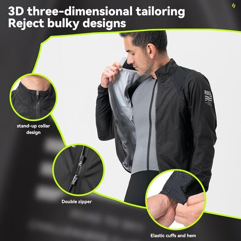 ROCKBROS Men's Cycling Rain Jacket Waterproof Running Bike Windbreaker Lightweight Jacket for Outdoor Sports in Saudi Arabia