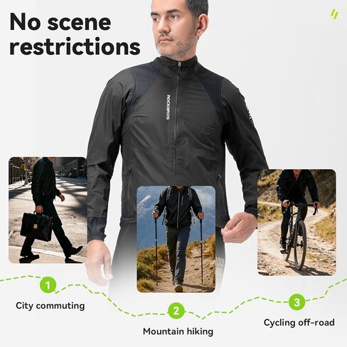 ROCKBROS Men's Cycling Rain Jacket Waterproof Running Bike Windbreaker Lightweight Jacket for Outdoor Sports in Saudi Arabia
