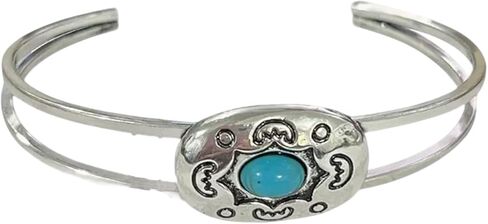 Bohemian Western Turquoise Cuff Bracelet for Women Cowgirl,Vintage Chunky Turquoise Cuff Bracelet Trendy Western Country Costume Jewelry Accessories in Saudi Arabia