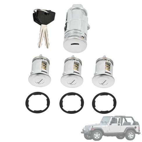 5003843AA Ignition Starter Switch Door Lock Cylinder Set w/Two Keys Compatible with Jeep Wrangler TJ 2002 2003 2004 2005 2006 Replace 68001713AA 5003843AB 4864651 in Saudi Arabia