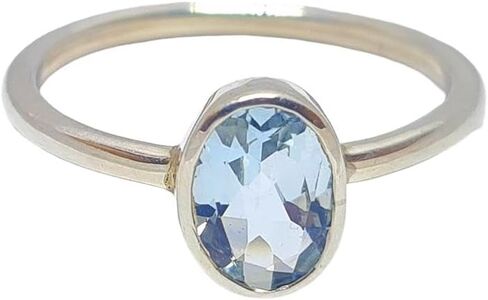 925 Sterling Silver Aquamarine Birthstone Ring, Adjustable Promise Engagement Ring Irish Jewelry for Women in Saudi Arabia