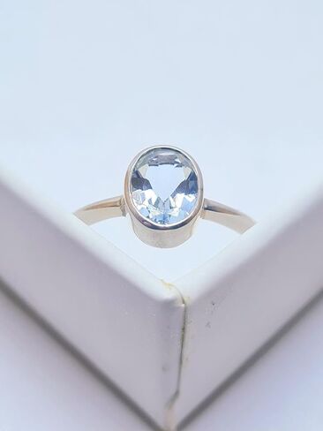 925 Sterling Silver Aquamarine Birthstone Ring, Adjustable Promise Engagement Ring Irish Jewelry for Women in Saudi Arabia