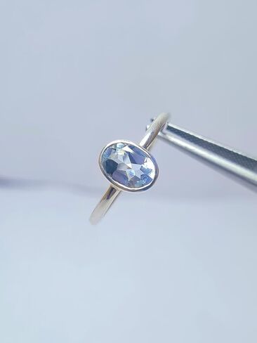 925 Sterling Silver Aquamarine Birthstone Ring, Adjustable Promise Engagement Ring Irish Jewelry for Women in Saudi Arabia